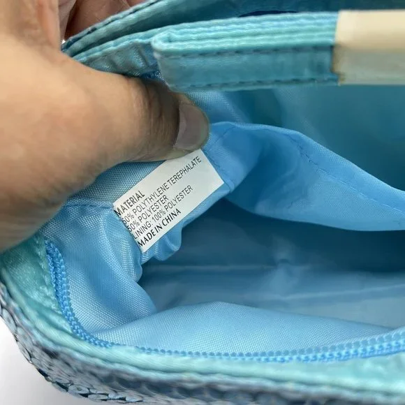 M. Asam Blue Sequined Cosmetic Bag NEW - Picture 10 of 10